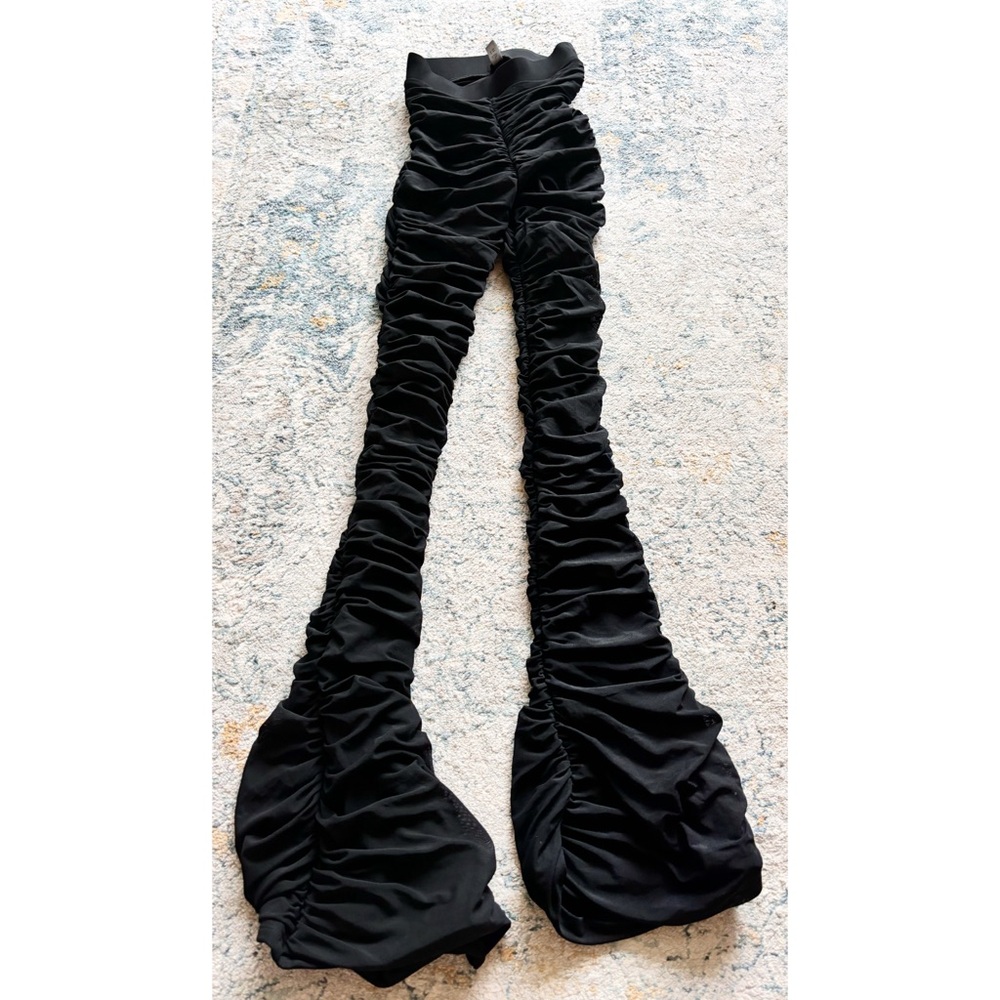 Oh Polly Black Ruched Bootcut Jumpsuit Pants